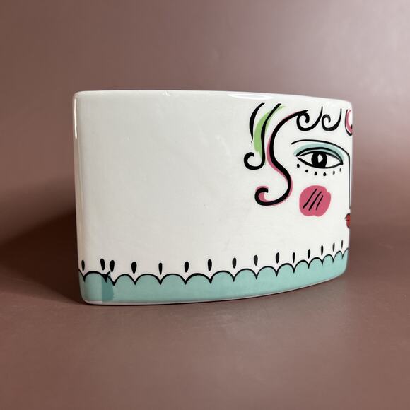 Set of 2 Rocket Farms Lady Face Planters, Abstract Picasso Style, Triangle Shape - Picture 6 of 14